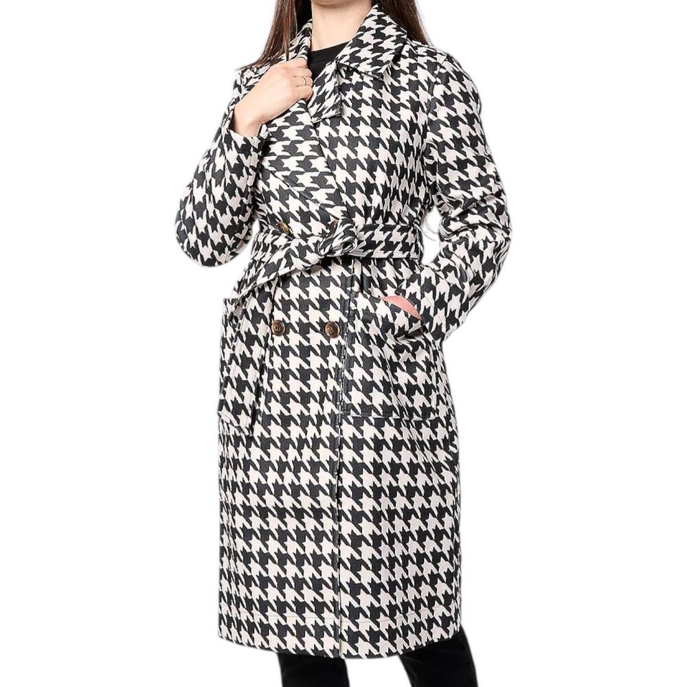 Thread Collective Women's Trench Patterned Trench Coat Houndstooth - Regular